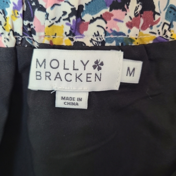 Molly Bracken colorful floral faux wrap style ruched mini skirt size Medium - Picture 5 of 7